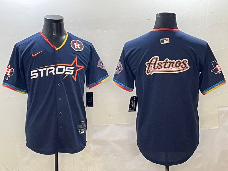 Men Houston Astros Blank Drak Blue Fourth generation Joint Name 2025 Nike MLB Jersey style 11->houston astros->MLB Jersey